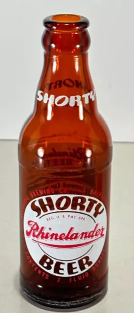 Vintage Shorty Beer Bottle By Rhinelander Brewing Co Rhinelander, Wi. 7 Oz.