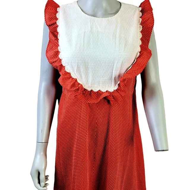 Liberty House Hawaii Vintage 60s Hawaiian Maxi Peasant Dress Women Medium M Red