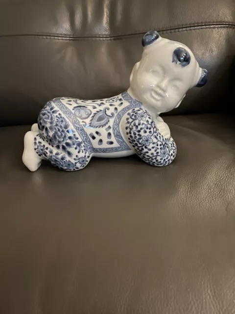 ~Vintage Chinese Asian Porcelain Opium Headrest Pillow Blue