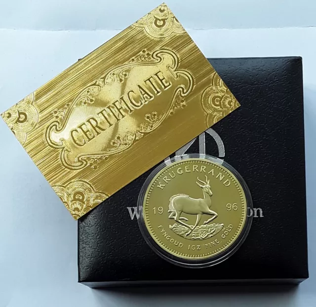 1996 Gold 1oz 24K Krugerrand Coin South Africa BOX & C.O.A