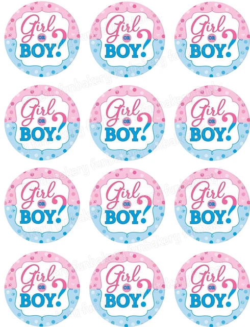 Gender reveal eßbar Tortenaufleger Party Deko Muffin Cupcake Geburt Boy Girl neu