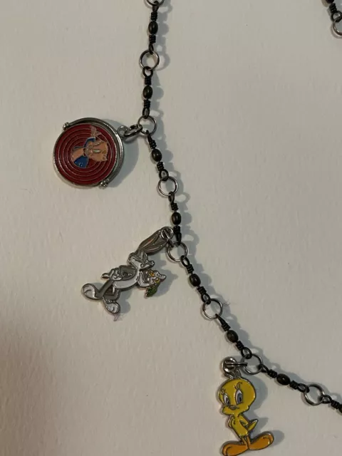 Vintage 1994 Looney Tunes Warner bro’s Charm Necklace Tweety Sylvester Bugs 2