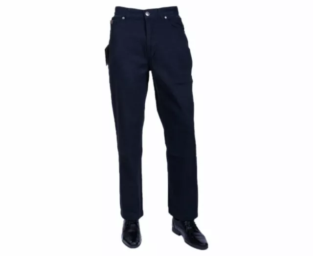 Mens Navy Trousers Flat Front Straight 417 Cotton Twill FARAH CLASSIC FABS5029