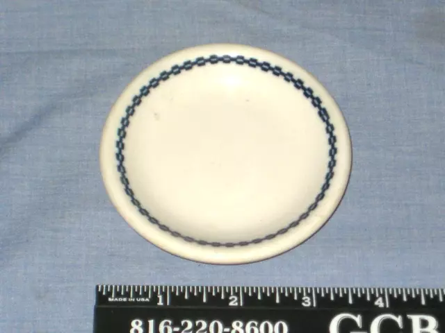 *Vintage Fred Harvey House At&Sf Railroad Blue Chain Link Butter Pat Plate