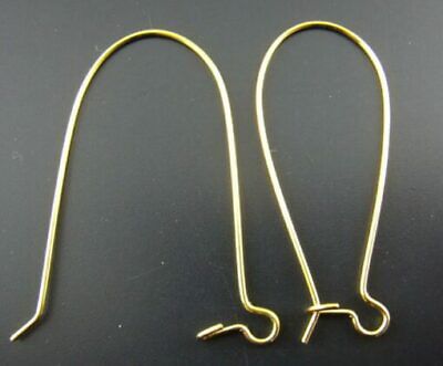 200 pcs (100 Pairs) Gold Plated Kidney Earwire Earring Hooks -38x16mm – LARGE
