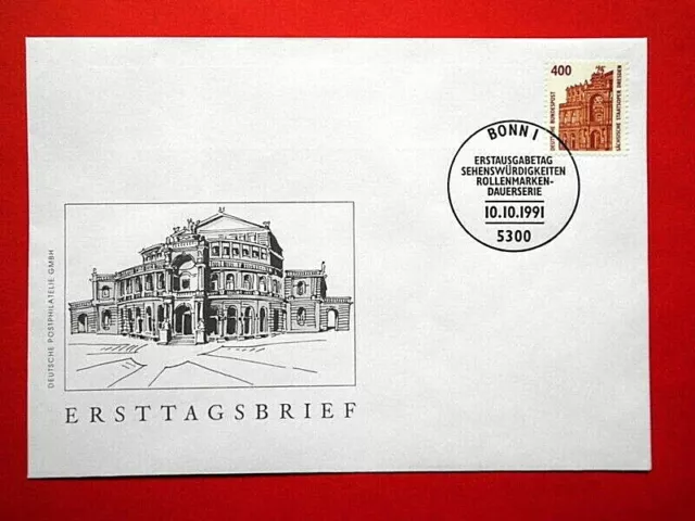 Brief Ersttagsbrief Ganzsache BRD 1991 Rollenmarkenserie Mi. Nr.1562 FDC Stempel