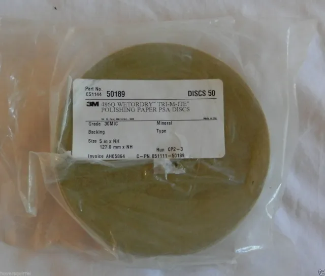 3M Wetordry TriMIte Polishing Paper PSA, 50 discs 30 MIC, 5", 50189  hs