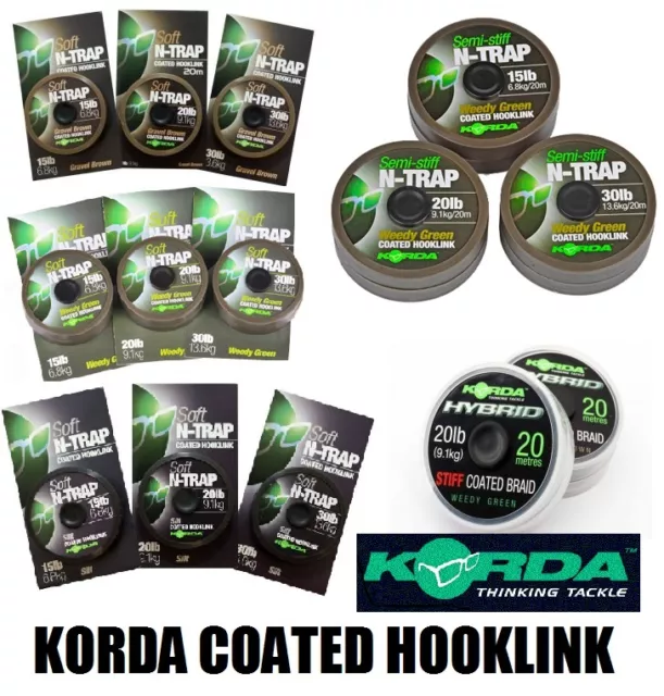 Korda Coated Hooklink Material * N-Trap Soft Semi Stiff Hybrid Stiff *PAY 1 POST