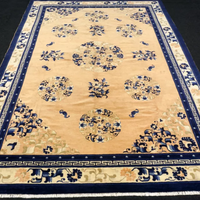 Orient Tapis Chine 308 X 219 CM Pékin Beige Bleu Noué à la Main Chinois Tapis