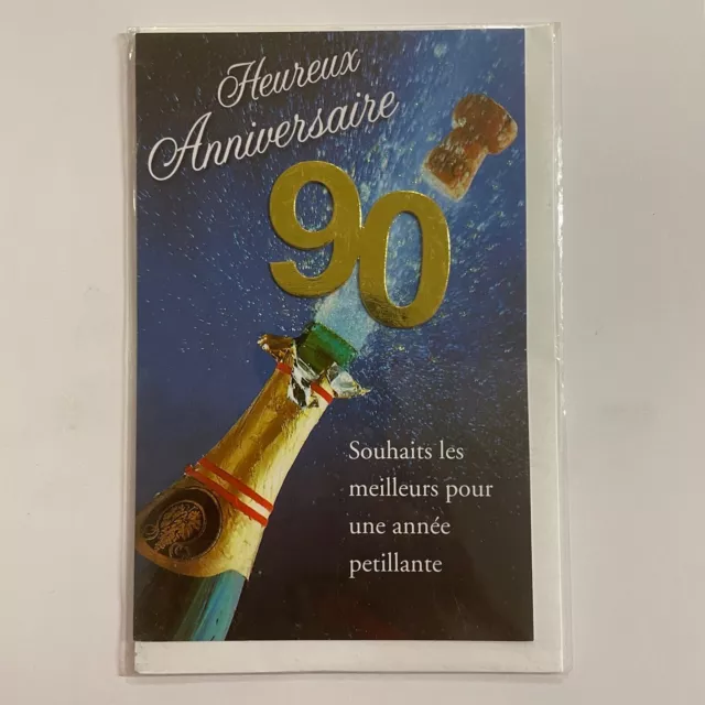 Carte Heureux Anniversaire 90 Ans Carte Voeux + Enveloppe Neuf Sous Blister