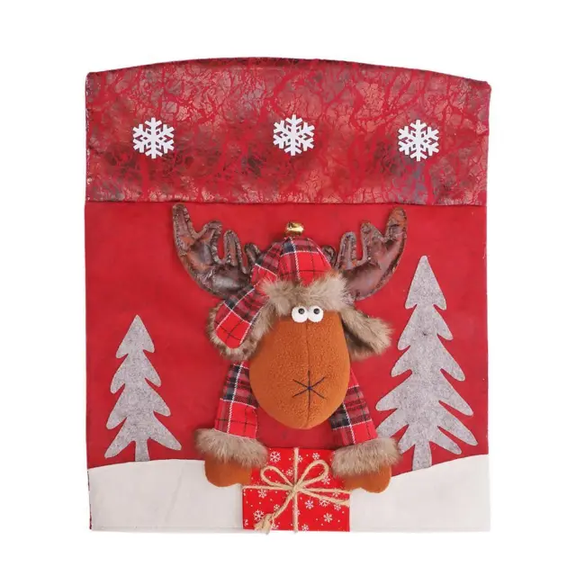 EY# Christmas Chair Cover Comfortable Durable 3D Reusable for Holiday Festival (