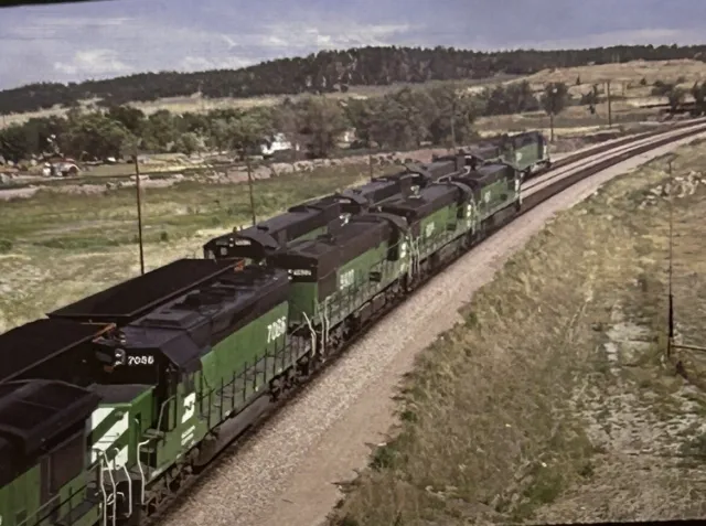Vtg 35mm Slide  Burlington Northern Railroad Train Engines Coal Cars Original