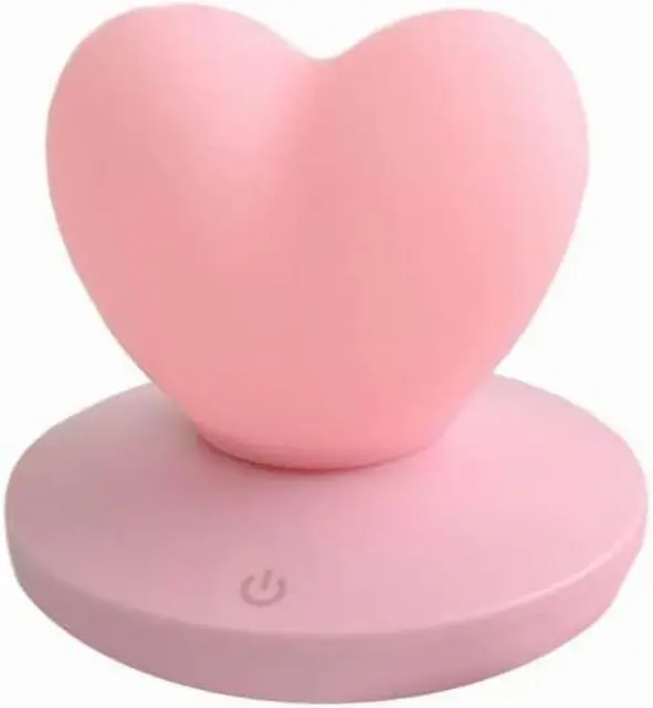 Heart Shaped Night Light, Cute Lamp, USB Rechargeable Bedside Lamp, 3 Gear Touch