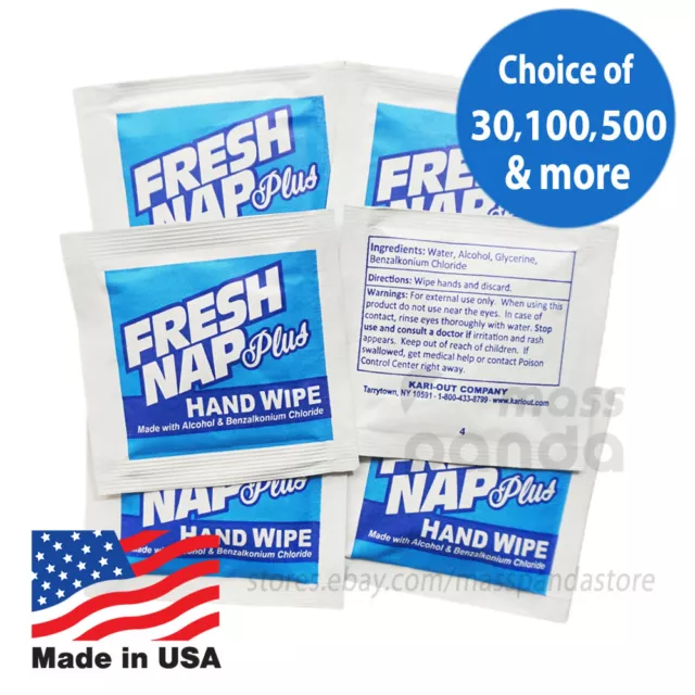 Fresh Nap Plus 80% Alcohol Antiseptic Moist Towelette/Wipes Individually Wrapped