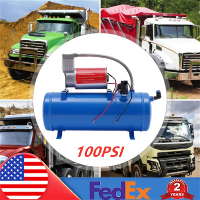 100PSI DC On Board Air Compressor with 6L Tank For Train Horns Motorhome Tires