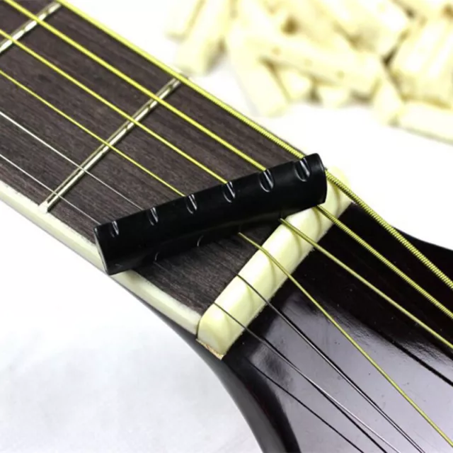 2Set Faux Buffalo Bone Bridge Saddle&Slotted Nut For 6 String Acoustic Guitar YT