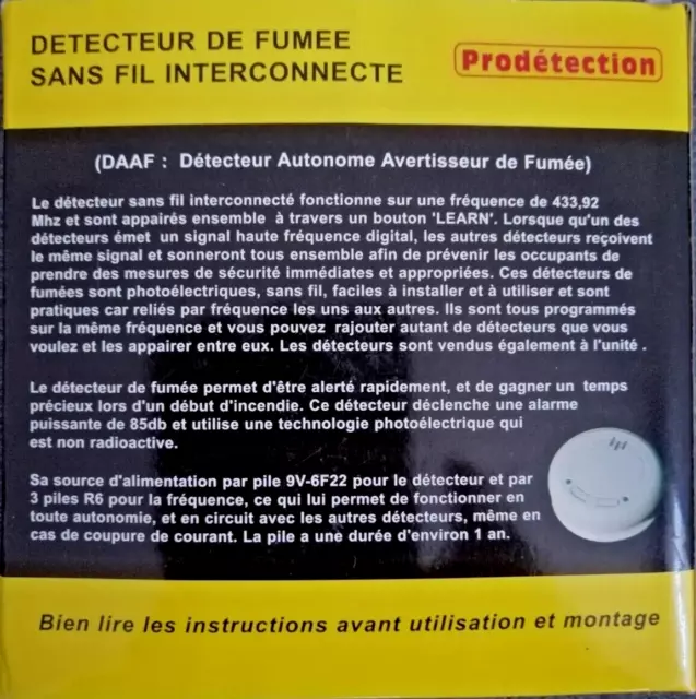 2 Détecteurs de Fumée interconnectés, ( Le Lot de 2 DAAF)