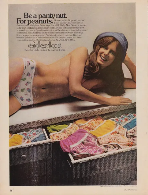 1974 PRINT AD page - Eiderlon Panties panty nut sexy girl lingerie