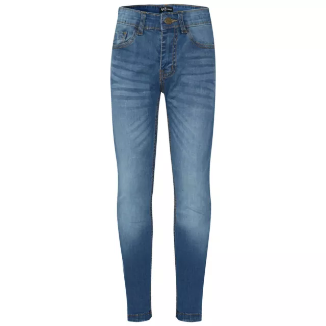 Kids Boys Skinny Jeans Designer Mid Blue Denim Stretchy Pants Fit Trouser 5-14 Y