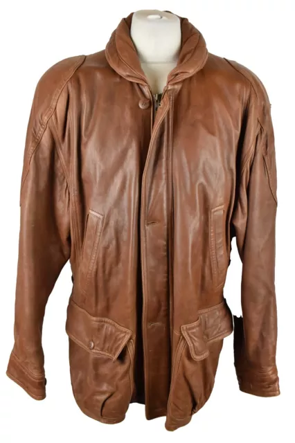 LAKELAND Brown Leather Jacket size 42 Mens Full Zip Real Leather Outdoors