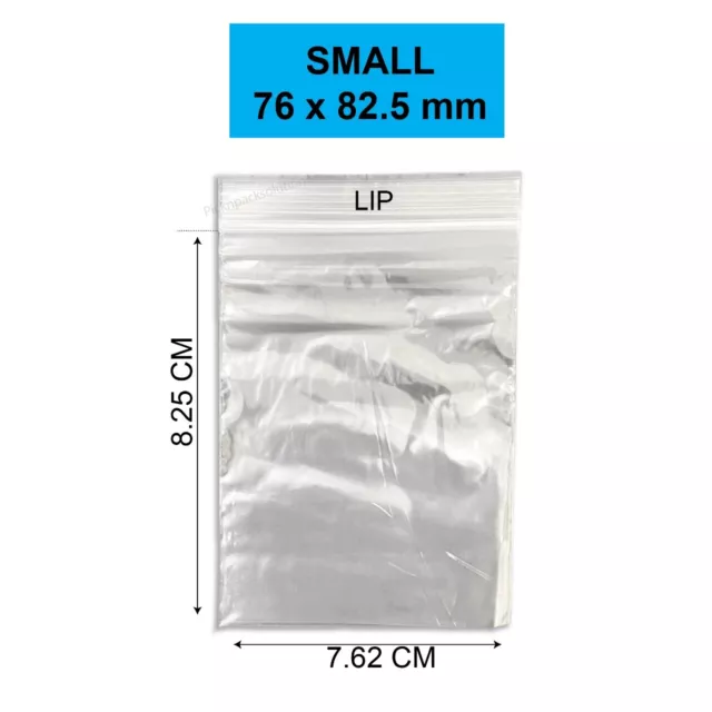 Strong Grip Seal Bags Plastic Zip Lock Baggies Self Resealable Polythene Clear