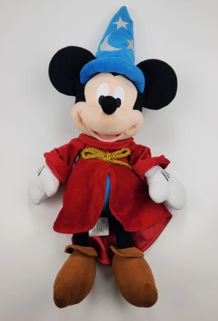 Disney Store Mickey Mouse Plush 24" Fantasia Sorcerer Wizard Hat Stuffed Toy