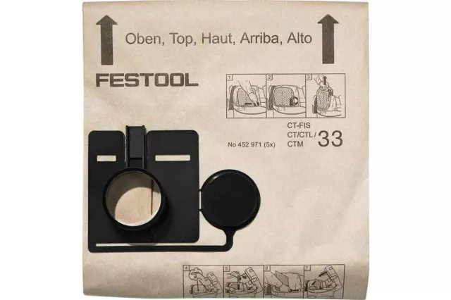 5 Festool Bolsas de Filtro/Bolsas de Filtro Ctl / CT 33 452971