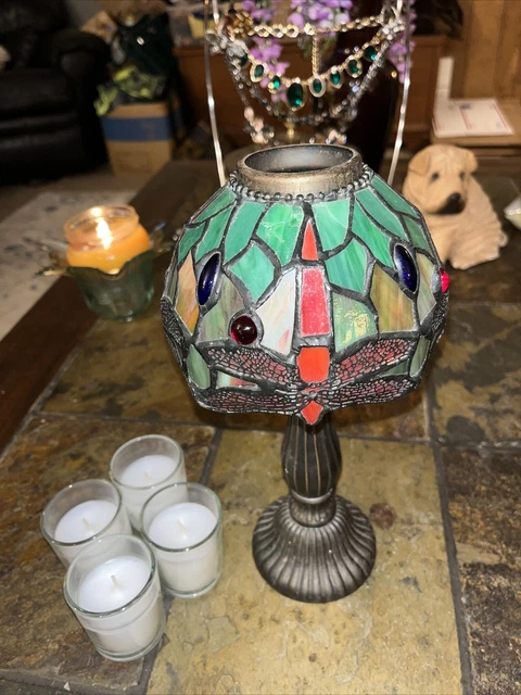 mini tiffany style lamp Cute Little Candle Holder You can See The Dragon Flies