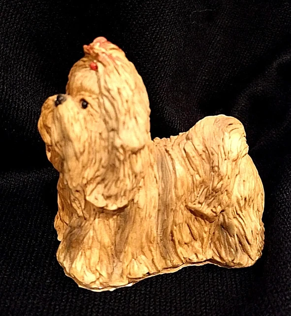 Shih-Tzu miniature, Stone Critters,  Blonde color, cast resin, 3.5" long
