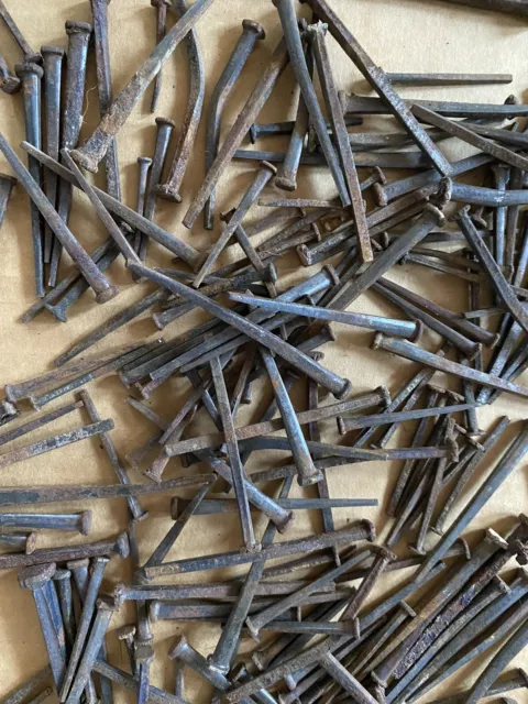 Lot Antique Square Barn Nails 2.5” Steampunk Rustic Hand Cut Forged Nails 2lbs
