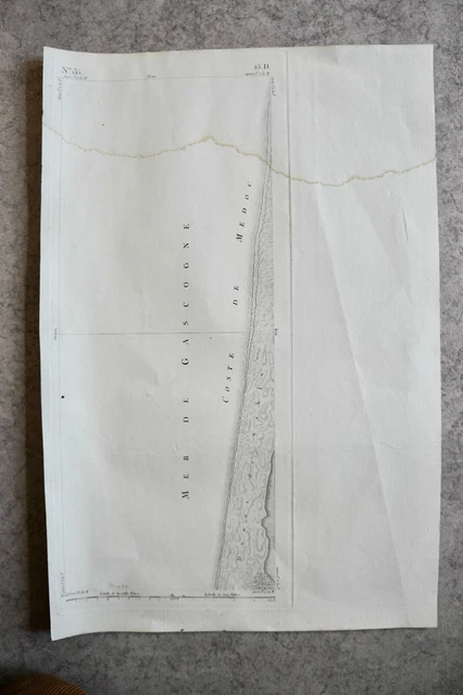 CASSINI CARTE IN PLANO 450 mm X 630 mm, 1808, COTE DE MEDOC , n°135, 15D,