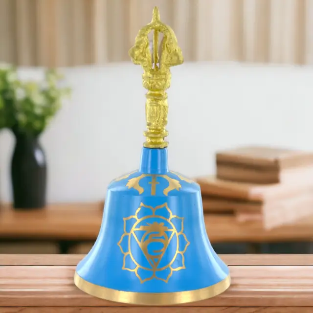 Tibetan Brass Bell with Chakra Symbol Spiritual Harmony Buddha Feng Shui Decor