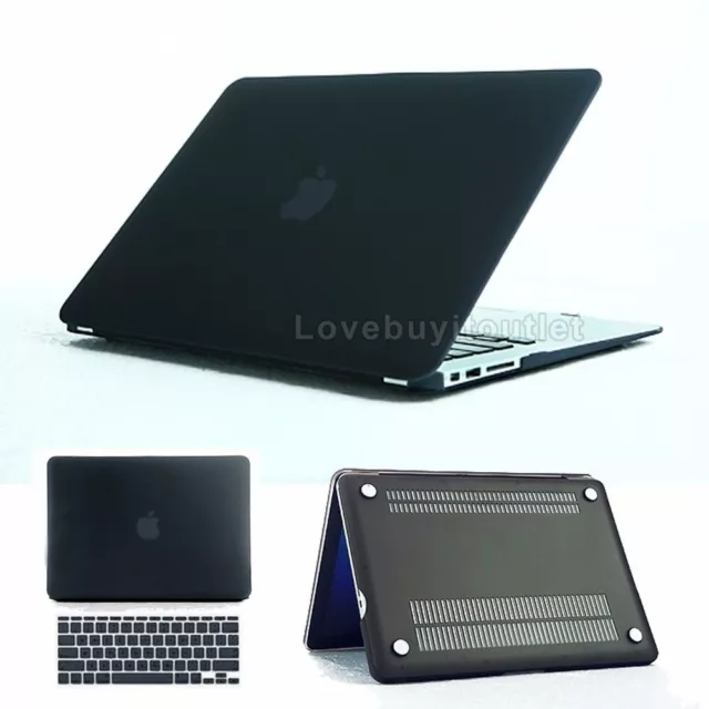 Black Hard Rubberized Case Cover + Keyboard Cover for Apple Macbook Air 11.6"