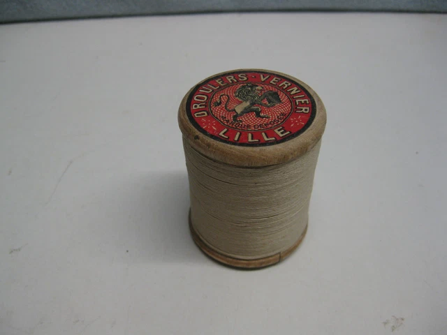 Mercerie ANCIENNE BOBINE FIL DE LIN cablé 6 fils blanc N°532 DV fuseau