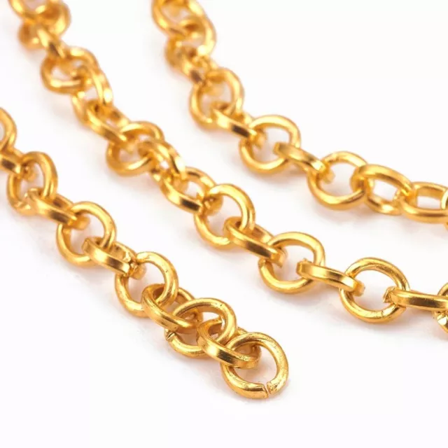 300cm Cadena de Metal Anillo Ovalado de Oro 5mm Cadena de Joyería para Collar Pulsera K58