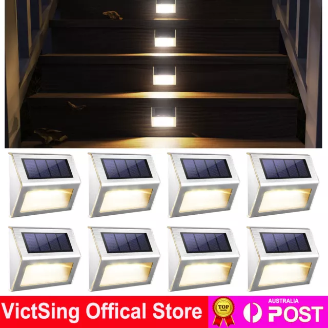 4/8 Solar Deck Lights 3 LED Solar Outdoor Stainless Lamps For Yard Patio Fence