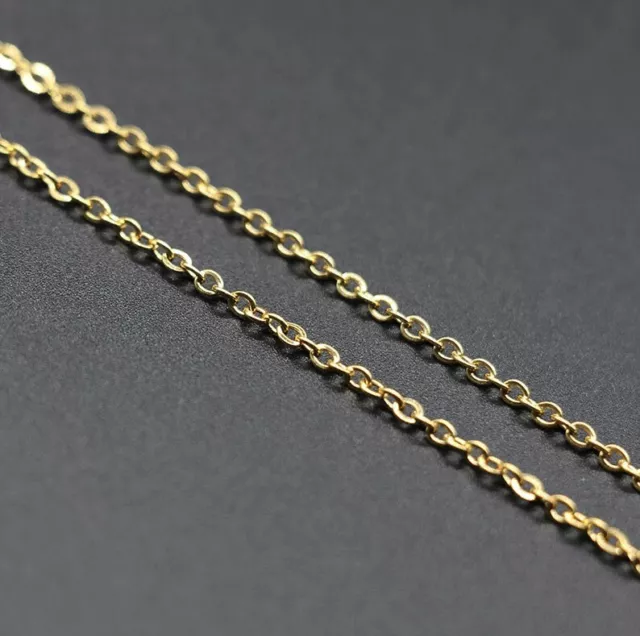 Gold Cable Chain 2mm Stainless Steel Classic Necklace 45-60CM Pendants Charms