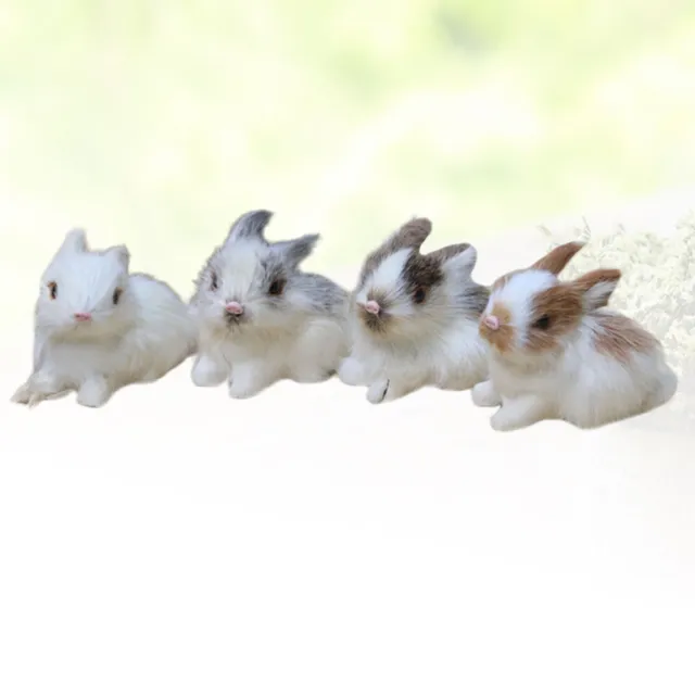 4 Pcs Miniature Garden Figurines Rabbit Bunny Decorations Animal Baby Toy Model