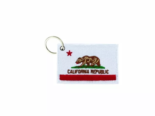 Keychain keyring embroidered embroidery patch double sided flag california
