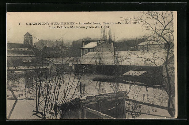 CPA Champigny-sur-Marne, Floodations 1910, Les Petites Maisons near the Pont