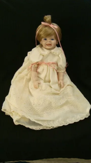 Hand  Painted and Crafted Bisque Porcelain Doll , Christening Gown