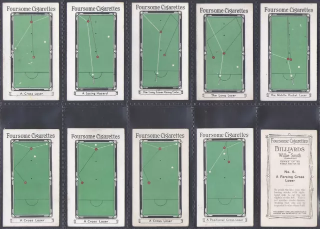 Sinclair (R)-Full Set- Billiards 1928 (1St Set 10 Cards) All Scanned 3