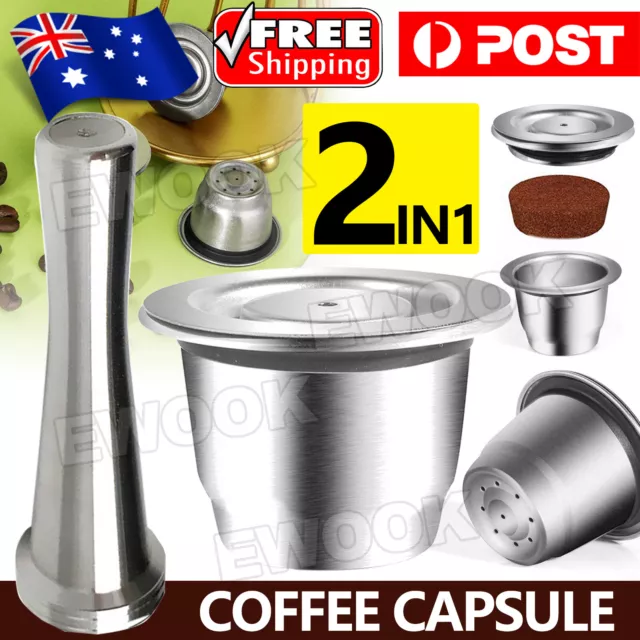 Nespresso Stainless Steel Coffee-Capsule Refillable Reusable-Pods Tamper Set AU