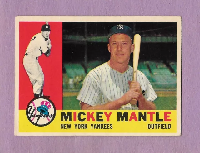 1960 Topps #350 Mickey Mantle HOF Yankees attractive card with bold color $1,500