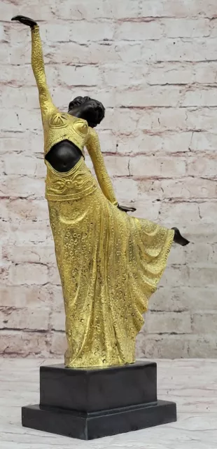 Gold Patina Egyptian Dancer by Romanian Artist Chiparus Bronze Sculpture Figure 3