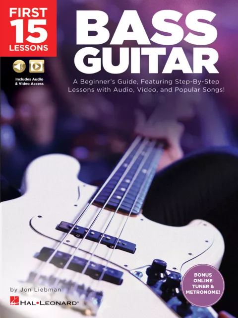 First 15 Lessons Bass Guitar Beginner Learn to Play Music Tab Book Audio & Video
