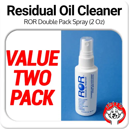 2 x ROR Professional Lens Cleaner - 2oz Spray Bottle (Residual Oil Remover)