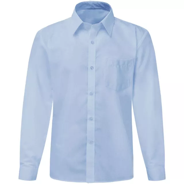 Boys Blue Long Sleeve School Shirt - Boys School Shirts With Front Pocket