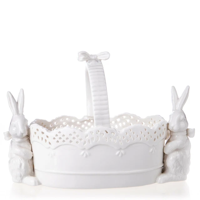 9931075 Ceramica Korb-Schale Giardiniera Osterkob Easter Bunny 20x28x12cm