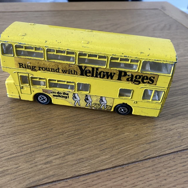 Vintage 1973 Made in England Dinky Toys Yellow Atlantean Double decker bus 295